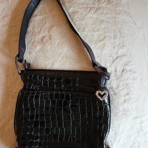 Brighton Black Leather Organizer Handbag